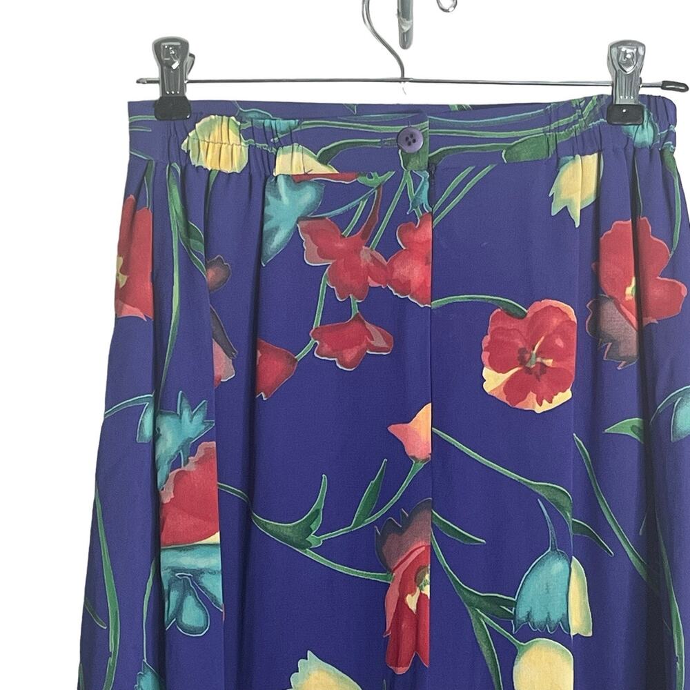 Bentley Arbuckle Vintage MIDI Skirt Size 4 Purple Floral Tulips Romantic USA - Picture 6 of 10